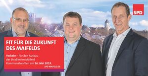 v.l. Marcus Welling (Listenplatz 4) und Michael Schmitz (Listenplatz 15) mit Verbandsbürgermeister Maximilian Mumm